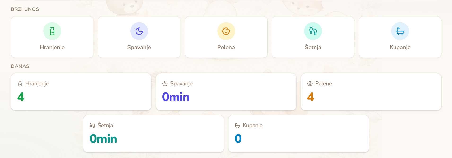 Početni ekran aplikacije